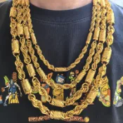 【啊香哥金飾】鍍金鑽砂圓管麻花項鏈 超粗男項鏈 金項鍊 沙金項鍊 60-70公分 可套頭 奢華行情必備男生禮物