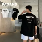【PAGANS STORE】韓國 BOSTON 立體 發泡 字母 英文 標語 簡約 短袖 短Tee (3 color)