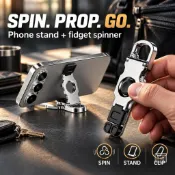 EDC Fidget Spinner 手機支架鑰匙扣,帶夾子的可折疊便攜式金屬桌面玩具,男士鋅合金袖珍小工具