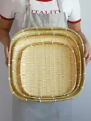 木語家居 竹簍 竹編正方形簸箕晾曬籃饅頭筐竹籃竹篩竹扁筲箕手工編織竹筐竹製品【MJ194614】