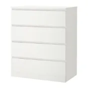 【IKEA 宜家家居】MALM 抽屜櫃/4抽, 白色, 80x100 公分