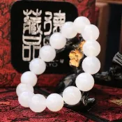 原礦純天然白瑪瑙手珠 14mm 客製化串珠設計 白玉髓 礦石 手鏈