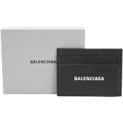 【Balenciaga 巴黎世家】Cash 字母粒面小牛皮卡片夾(黑色 真皮 信用卡夾 名片夾 證件套)