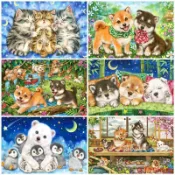 可愛動物拼圖 300片 500片 1000片 超高清木製拼圖 热销 優質高級椴木 益智拼圖 成人解壓 生日禮物