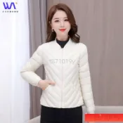 W&S  輕薄羽絨棉服女短版加厚韓版冬季修身內搭棉衣小外套女大碼中老年 短款 加厚麵包外套 韓國 羽絨外套連帽