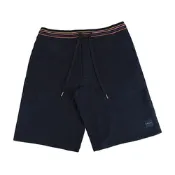 PAUL SMITH字母標籤LOGO多種顏色線條設計棉質抽繩鬆緊短褲(男款x墨藍x多色)
