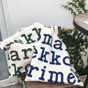 芬蘭小眾Marimekko字母單肩帆布包網紅大容量購物袋旅遊媽媽包女 9 H S