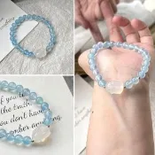 【LEESA】寶石手鍊\海藍寶手串\圓珠手環\手珠\水晶手鍊\玉髓兔\水晶手串\五行水晶\瑪瑙手 