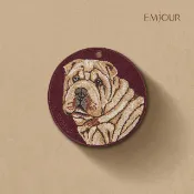 EMJOUR 雙面刺繡吊飾 - 沙皮狗 | 寵物 紀念品 禮物 狗狗 鑰匙圈 包包配件 裝飾
