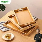 新品 奔名日式托盤長方形茶盤家用下酒菜茶具燒烤盤杯子竹製露營餐具