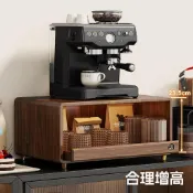 🔥免運🔥實木咖啡機置物架玄關中古風茶杯茶包儲物架多功能咖啡杯收納架子桌面咖啡機置物架  微波爐收納架 咖啡機支架