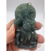 緬甸玉A貨（附證書）天然翡翠。關聖帝君武財神吊飾項鍊2-48