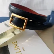 稀有美品 萬能款CELINE 深藍金框 幼帶 法式 腰鏈 腰帶 皮帶 belt