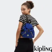 Kipling 質感海軍藍雙拉鍊實用後背包-NEW FUNDAMENTAL S