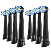【比比昂】AKUMIX Oral-B iO 電動牙刷替換刷頭，超細軟毛，有效去除牙菌斑，8支裝，黑色，家用，兼容 iO 2/3/4/5/6/7/8/9/10 系列