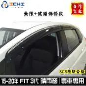 fit晴雨窗 fit3代 15-22年【鍍鉻 無限款】適用 fit 晴雨窗 fit鍍鉻晴雨窗 晴雨檔 fit無限晴雨窗