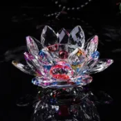 七色水晶蓮花酥油燈座 2026馬年專用 供燈底座 佛前燭臺 玻璃水晶 耐用透光 莊嚴美觀 蓮花燈座 超取免運