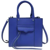 REBECCA MINKOFF MAB 防刮牛皮手提/斜背兩用包-明亮藍色
