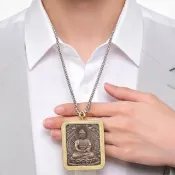 【LEESA】阿彌陀佛項鍊\保平安\送爸爸\毛衣鍊\吊墜項鍊\男生項鍊\佛像項鍊\佛牌項鍊\項鍊\鈦鋼項鍊