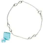 【Tiffany&Co. 蒂芙尼】925純銀-三個Infinity無限符號墜飾手鍊
