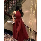 維斯   立體剪裁 削肩長洋 長洋裝 紅色洋裝 禮服 婚禮洋裝 法式洋裝 氣質穿搭