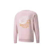 (店+)【PUMA】533037-36 Downtown 系列 旋轉Logo印花運動圓領套頭帽T 男款 粉紅色