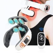 【Smart bearing 智慧魔力】豪華U型6頭仿真人肩頸熱敷震動按摩器(遙控/語音播報/螢幕顯示)