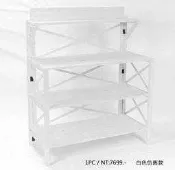 田園白色四格架 可愛4層架裝飾花台 木桌子形花器花架 花店花材展示架 店面商品陳列架 原木製置物四層櫃 木質感4格收納架