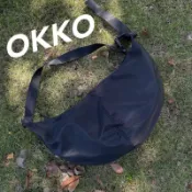 OKKO週邊 情侶款機車騎行防水尼龍餃子包純色大容量單肩斜挎包男