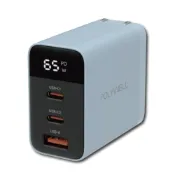 (店+)【POLYWELL】65W 數顯三孔PD快充頭 (雙USB-C+USB GaN氮化鎵 豆腐頭__Kimi極美職人推薦)
