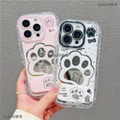 可愛貓爪 鏡子支架 OPPO A5 Pro 5G手機保護殼 卡通情侶全包  oppo a5 pro 防摔手機殼