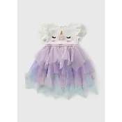 【特價新款_全新】英國 Matalan 馬特蘭 獨角獸 Unicorn 短袖 紗裙 洋裝 連身裙_6-7Y