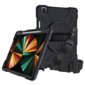 玉山最低比價網 【5少量現貨】 iPad 保護殼 黑 2025 iPad 11 A16 / Air 10.9吋 / iPad Pro 11/12.9吋 軍規防摔保護套 含旋轉支架背帶手提 QQ2