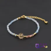 鑫運來◎海藍寶黃水晶鑽切手鍊