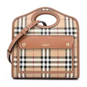 BURBERRY  Horseferry經典格紋帆布Pocket手提/斜背包(石楠木棕色/迷你)｜JS Maxx官方旗艦