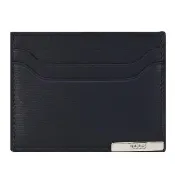 【TOD’S】TODS 金屬T LOGO水波紋牛皮信用卡證件名片隨身夾(深藍)