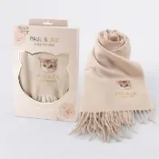 【PAUL & JOE】經典貓咪Nuette 刺繡 保暖圍巾禮盒(奶茶色｜秋冬保暖必備)