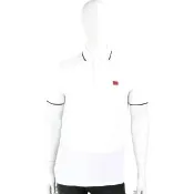 【BOSS】HUGO BOSS 條紋領刺繡補丁白色純棉POLO衫(男裝 上衣 短袖)