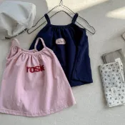 【四口甜】台灣現貨春夏新款80-130女孩夏日吊帶背心渡假休閒上衣