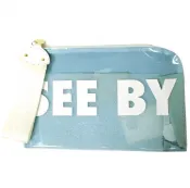 【DOKODEMO】SEE BY CHLOE PVC 手拿包，附吊飾，19UP822509，藍色，淨CLEAR包。 [近新][二手][SEE BY CHLOE]