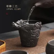 臺灣現貨霸氣手工浮雕龍紫砂滿雕公道杯分茶器茶海高檔紫砂茶具單品把玩