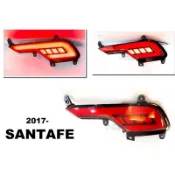 小亞車燈＊新 SANTAFE 山土匪 2017 2018 野馬款 LED 雙功能 後保桿 反光片 LED燈 後保燈