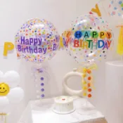 台灣現貨 4D波波球氣球 生日快樂氣球 透明氣球 彩虹氣球 happybirthday氣球 圓形氣球 生日佈置 生日