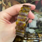 天然水晶 頂級三角紫鈦晶手排🔥1號41公克16mm 18圍❤️蛋面紫鈦晶手排 頂級天然三角鈦晶 紫水晶 紫 A0500
