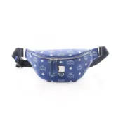 【DOKODEMO】【二手】 MCM Visetos 腰包 藍/白 PVC塗層帆布 皮革 Visetos 腰包 男士二手 A