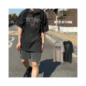 (店+)BT3🇰🇷 AC/DC 樂團T BACK IN BLACK 情侶裝 素T 短T 五分袖 男女可穿 韓國 MT116
