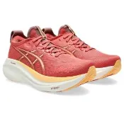 【asics 亞瑟士】慢跑鞋 女鞋 運動鞋 緩震 GEL-NIMBUS 27 D楦 橘白 1012B752-701
