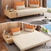 免運🚚沙發床 多功能北歐實木沙發床 可折疊小戶型客廳簡約現代雙人兩用原木沙發 實木沙發 沙發床 躺椅 羅漢床 多人沙發