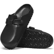 (店+)【BIRKENSTOCK 勃肯】BIRKENSTOCK勃肯Boston波士頓1002314輕量防水EVA洞洞穆勒鞋黑色中性可機洗海灘拖鞋百搭舒適