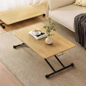 【IHouse】台灣製木心板 120CM升降茶几(書桌/餐桌/電腦桌/多功能桌/摺疊桌/折疊桌)